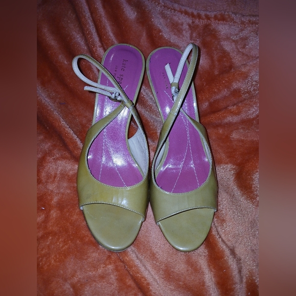 Vintage Kate Spade Olive and Lavender Heels - Picture 1 of 7